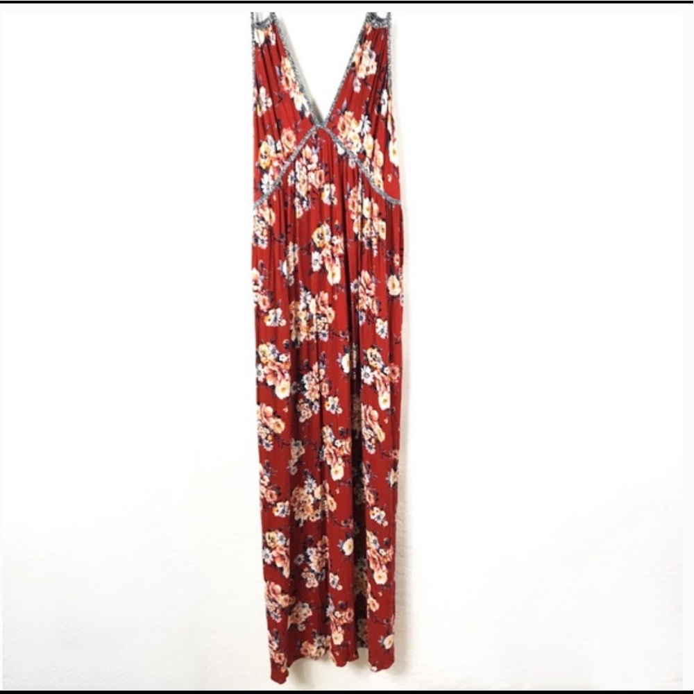 (NWT) Xhilaration Burnt Orange Floral Maxi Dress